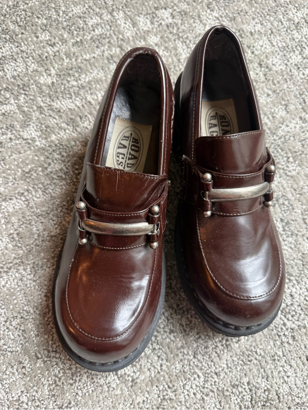 1990’s Vintage Women’s Brown/Merlot Loafers with Metal Accent
